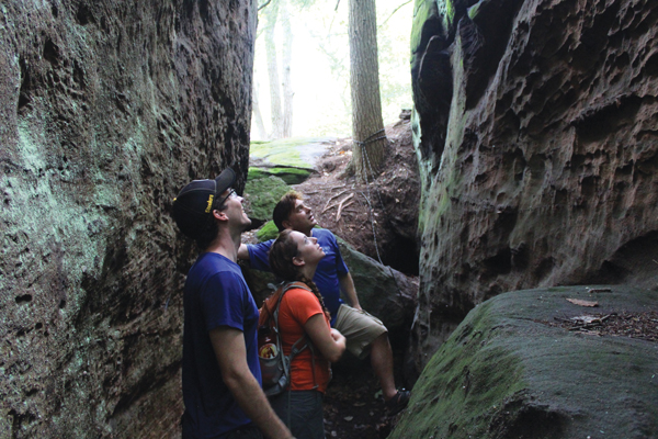 nature tour in a rock hall in hocking hills oho at high rock adventures