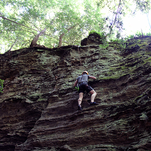 rock climbing in hocking hills ohio at high rock adventures